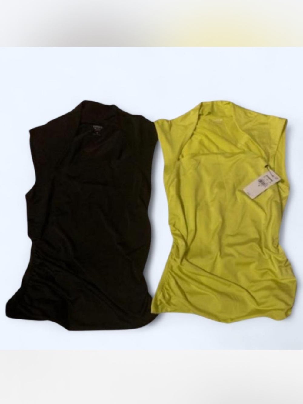 lot of 2 express tops green citrus  yellow black compression xs tank contour